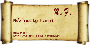 Mándity Fanni névjegykártya
